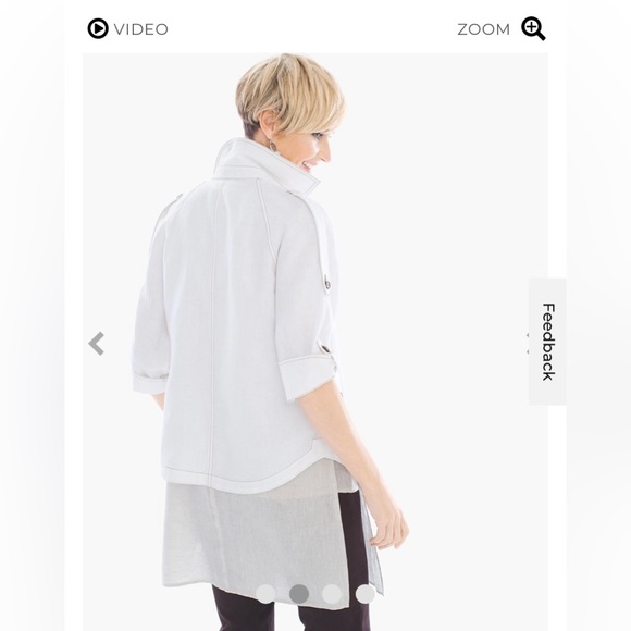 Chico’s 2 Cropped Linen Trench Jacket Ivory Tortoise Shell Button Women Sz 12-14 - Picture 10 of 13